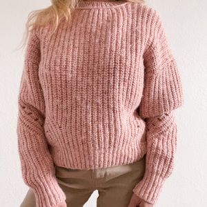 Chunky knit sweater pastel pink